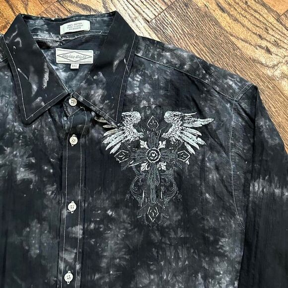 Y2K Eighty Eight Angel Wings and Tribal Stone Washed Affliction Style Shirt - Picture 3 of 5
